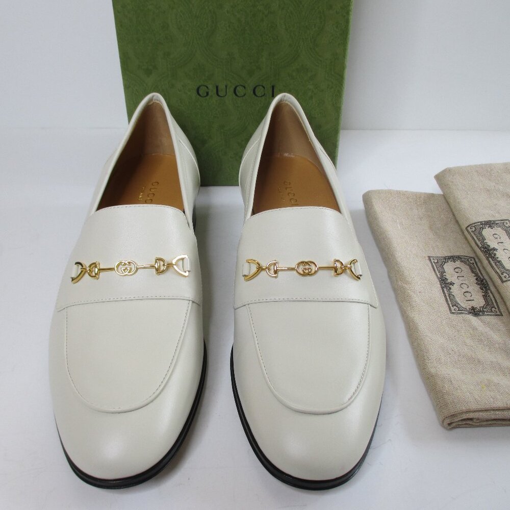 Gucci Jakarta Womens Moccasin Leather Shoes Size 38 1/2 Made in Italy